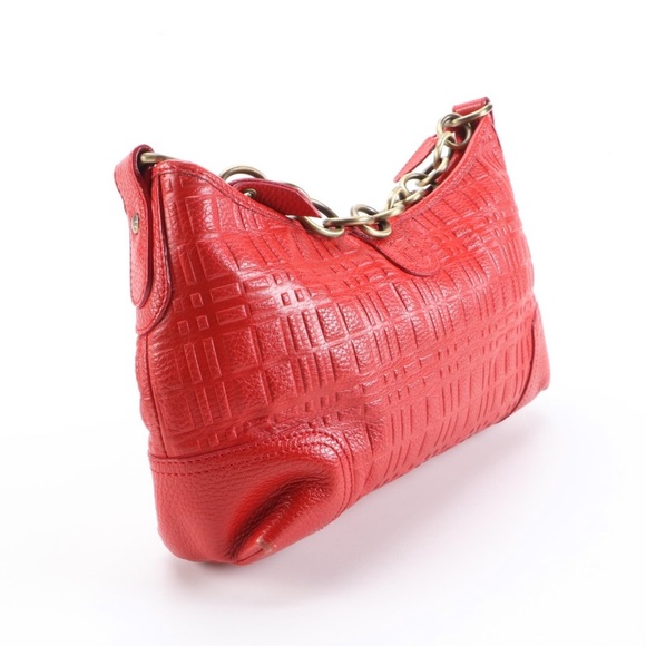 Burberry Red Embossed Hobo With Chain Strap - Picture 3 of 13